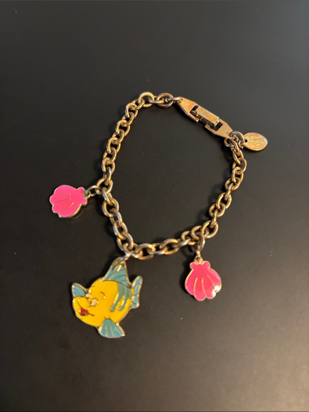 Vintage 90’s Disney The Little Mermaid Flounder Charm Bracelet